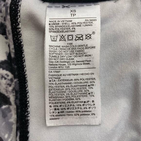 GapFit Eclipse Sports Bra Medium Support Strappy White Black Print XS - Picture 8 of 10